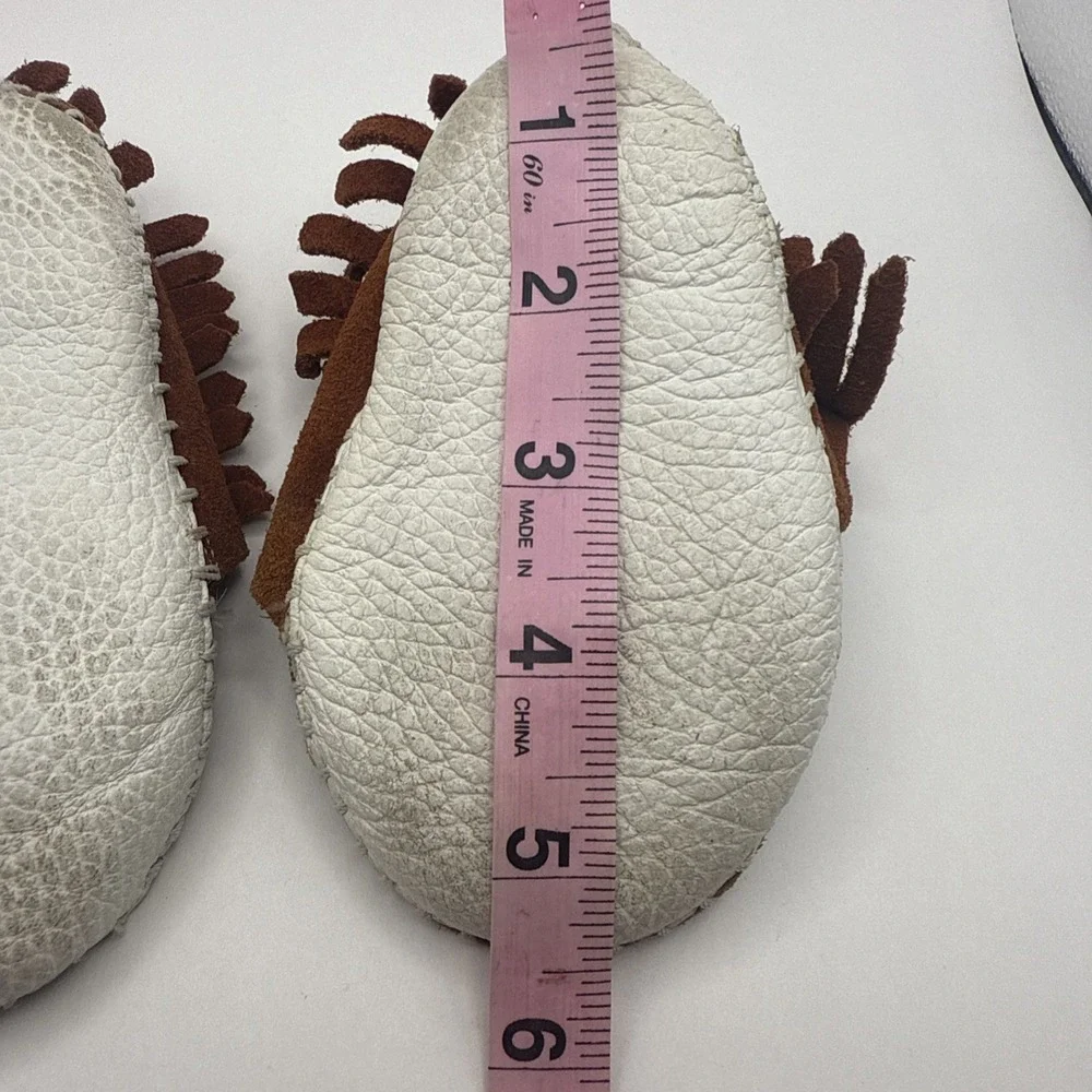 Vintage Taos‎ Baby Toddler Moccasins Rust Brown Suede Soft Fringed